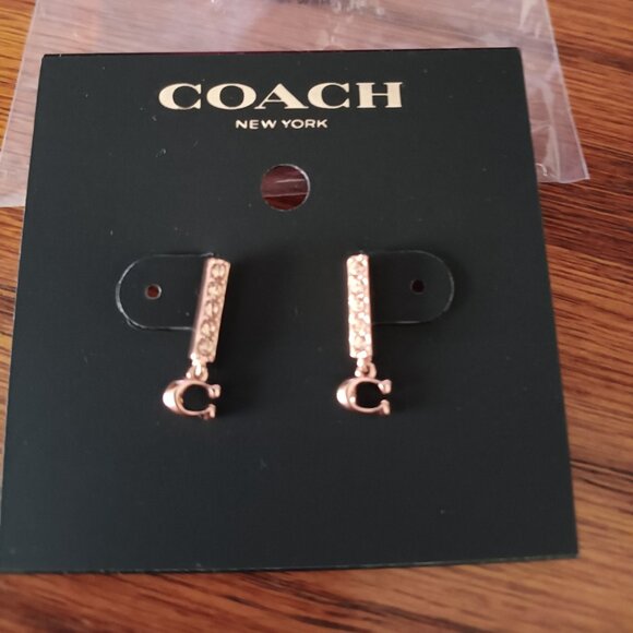 Coach Jewelry - *LAST CHANCE/Price Drop* New Coach rose gold pave drop earrings